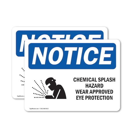 Signmission Chemical Splash Hazard Wear Sign, Vinyl Decal, 7in W x 5in L, 2PK OS-2PACK-NS-D-57-L-10566